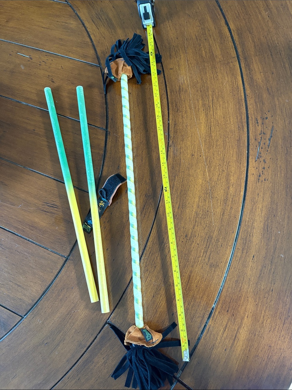 Complete Lunastix Flower Stick Set - Green/Yellow Gradient Juggling Devil Sticks